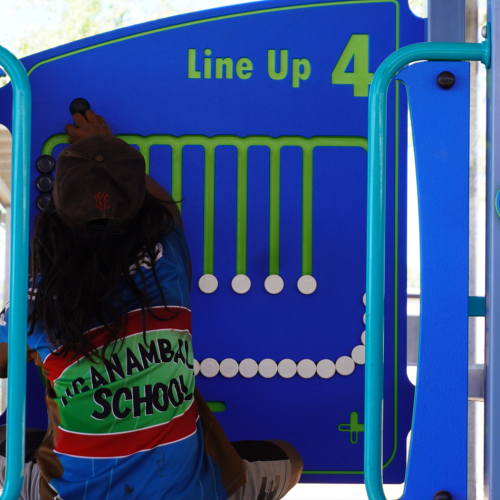 Student playing 'Line Up 4' 